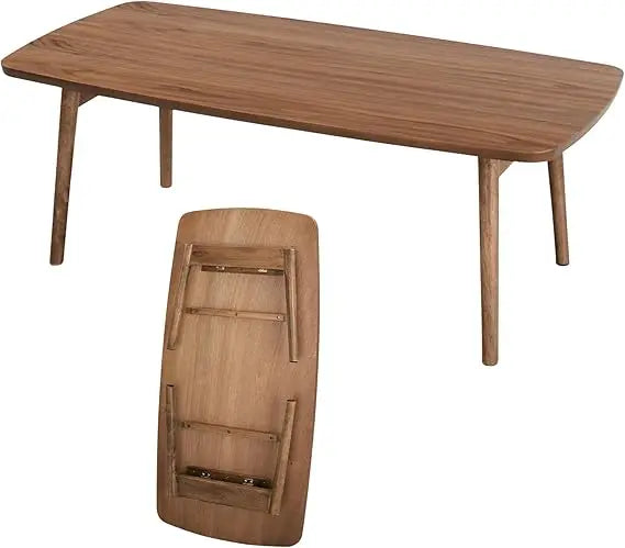 Folding Legs Table W41.3 x D20.5 x H14.0 Inches Natural Walnut and Rubber Wood Material Home and Living Coffee Table