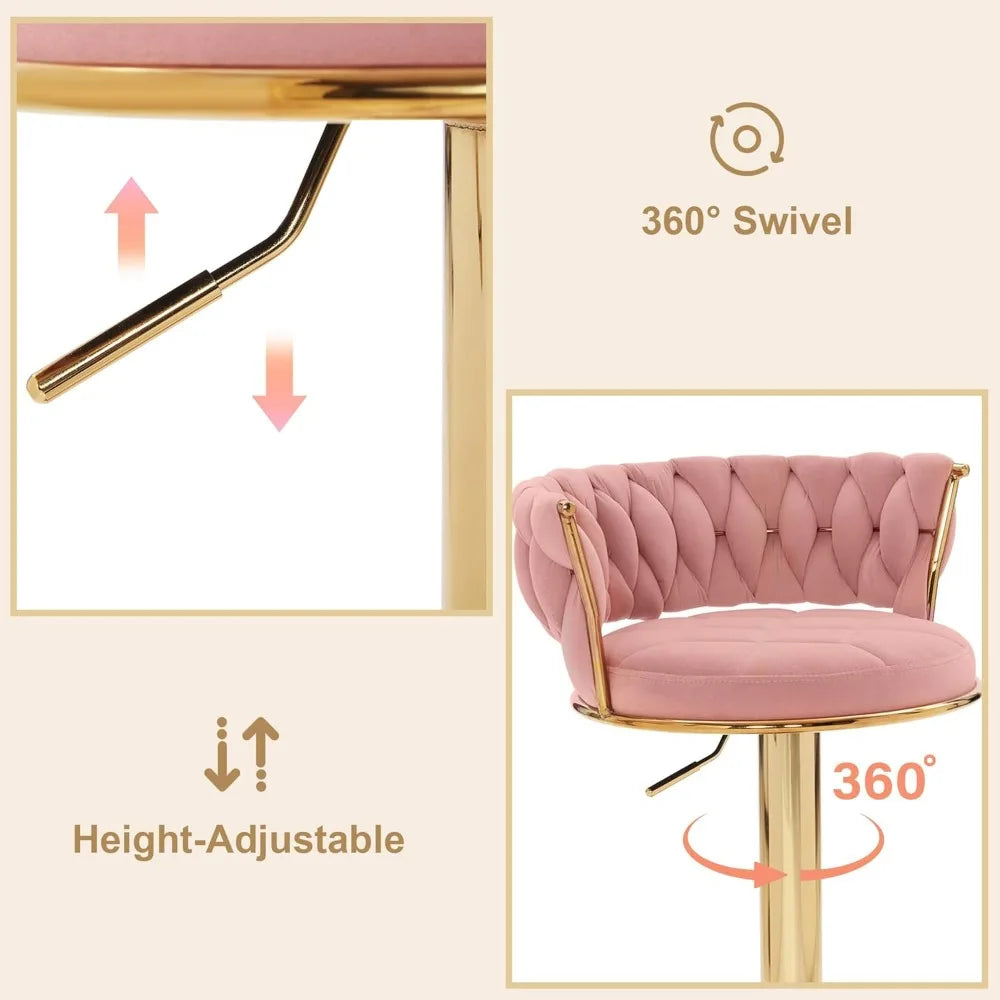 Set of 2 Adjustable Counter Height Bar Stools