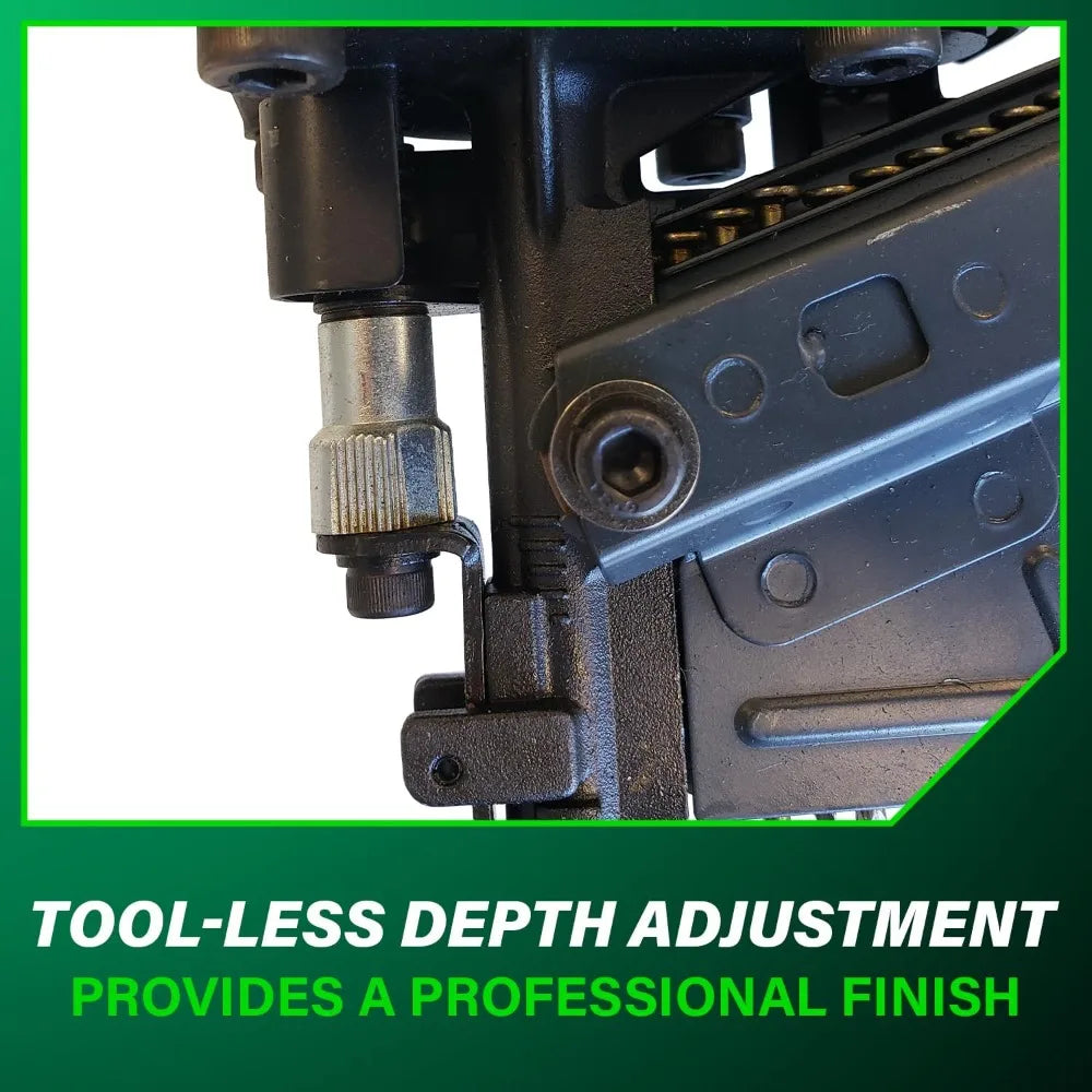 Professional Pneumatic Framing Nailer, 21° Plastic Collated Nails, Selectable Trigger & Rafter Hook for Flooring & Roof Decking