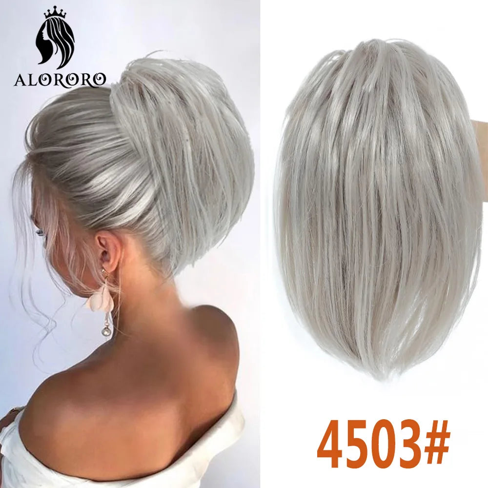 Synthetic Claw Clip Hair Bun Straight Chignon Bun Ponytail Hair Extensions Tousled Updo Hair Buns Claw Clip Ponytail Hairpice