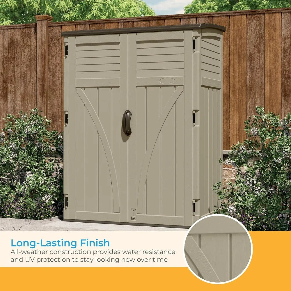 Outdoor Storage Shed/54 Cubic Feet Vertical Storage Shed with Durable Plastic Construction ,Multiple Wall Panels and Ample Space