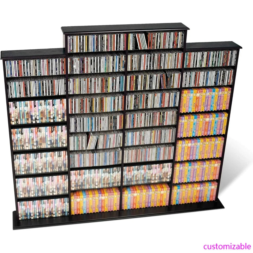 Black Tall 4-Column Media Storage Cabinet, 73.5 Wide