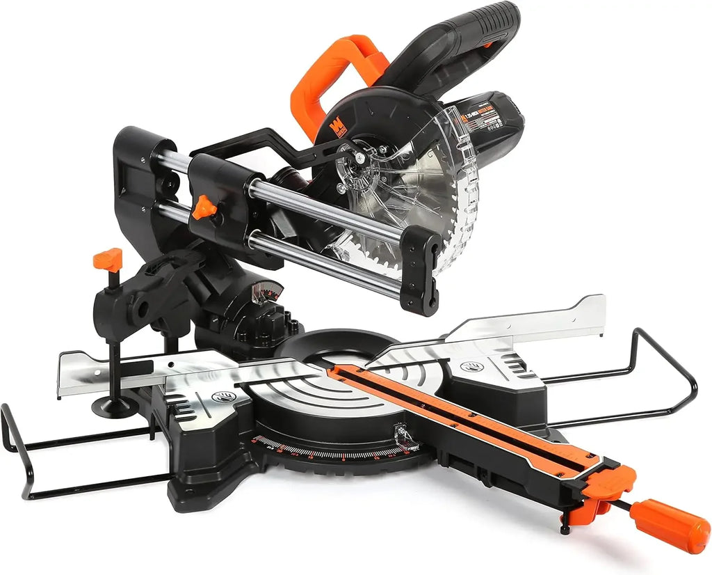 MM0713 9.5-Amp 7.25-Inch Single Bevel Compact Sliding Compound Miter Saw with LED Cutline Guide, Black