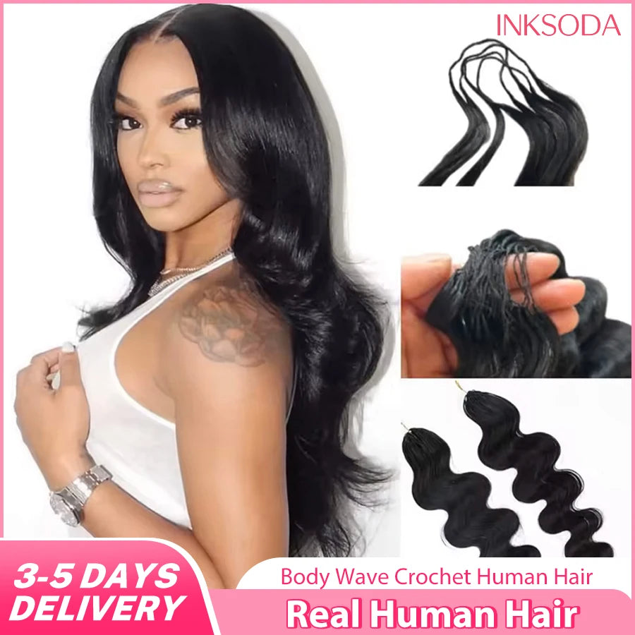 12A 30 Inch Crochet Human Hair Body Wave Knotless Pre-Separated Crochet Virgin Feather Hair Extensions Human Hair For Women