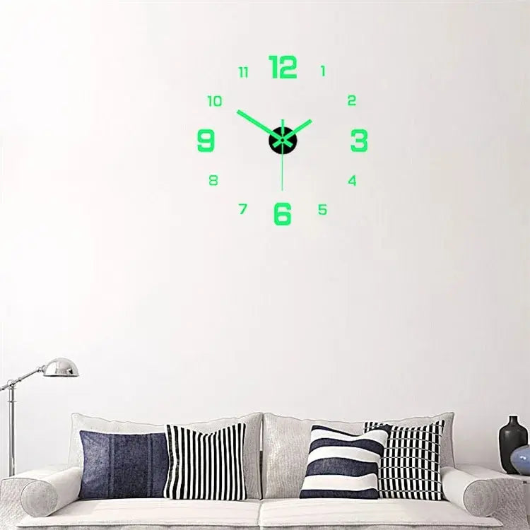 Creative Simple Luminous Digital Clock/ European Style DIY Silent Wall Clock/ Study/ Living Room/ Punch-Free Wall Sticker Clock