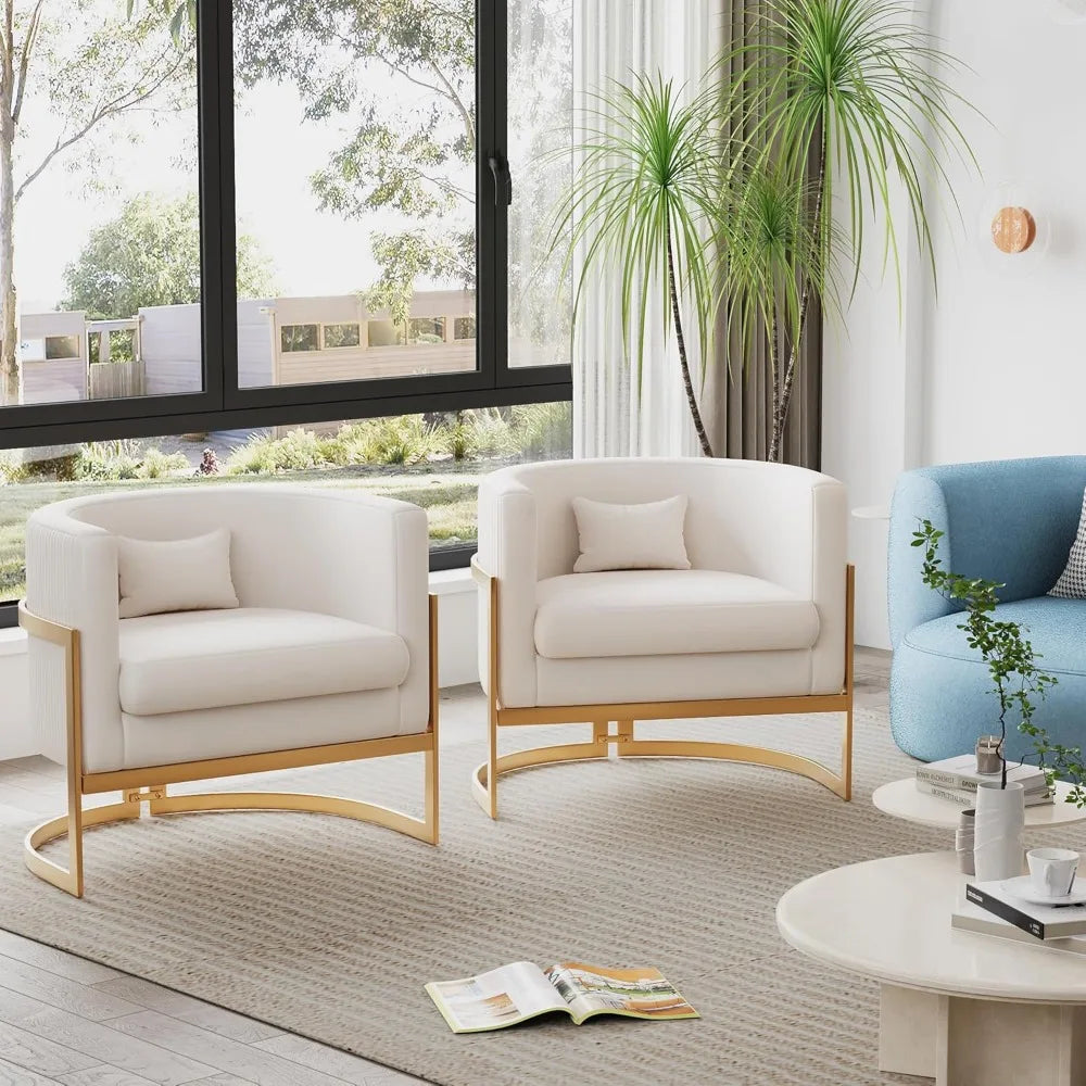 Upholstered Velvet Accent Barrel Arm Chair