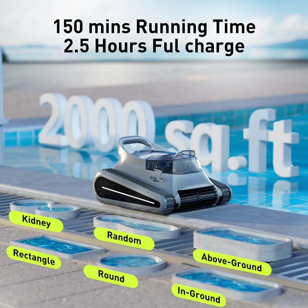 Crab Pro Cordless Robotic Cleaner, for Inground Pools up to 2000 Sq. ft, all and Waterline Cleaning Vacuum