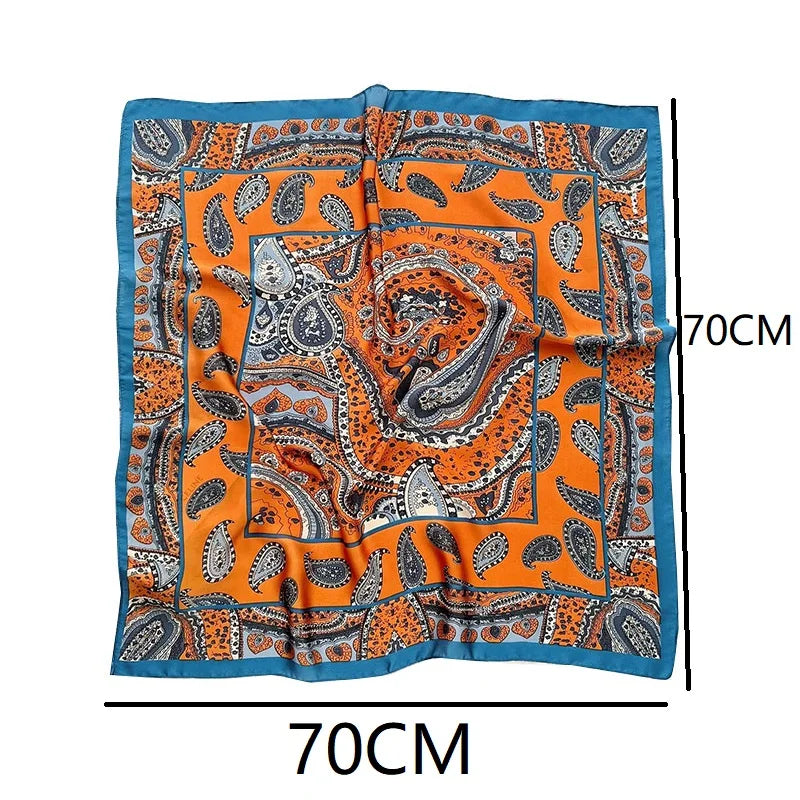 Luxury Silk Scarf/ Neckerchief/ Women's Silk Square Scarf/ Purse Scarf for Women Designer Silk Headscarf