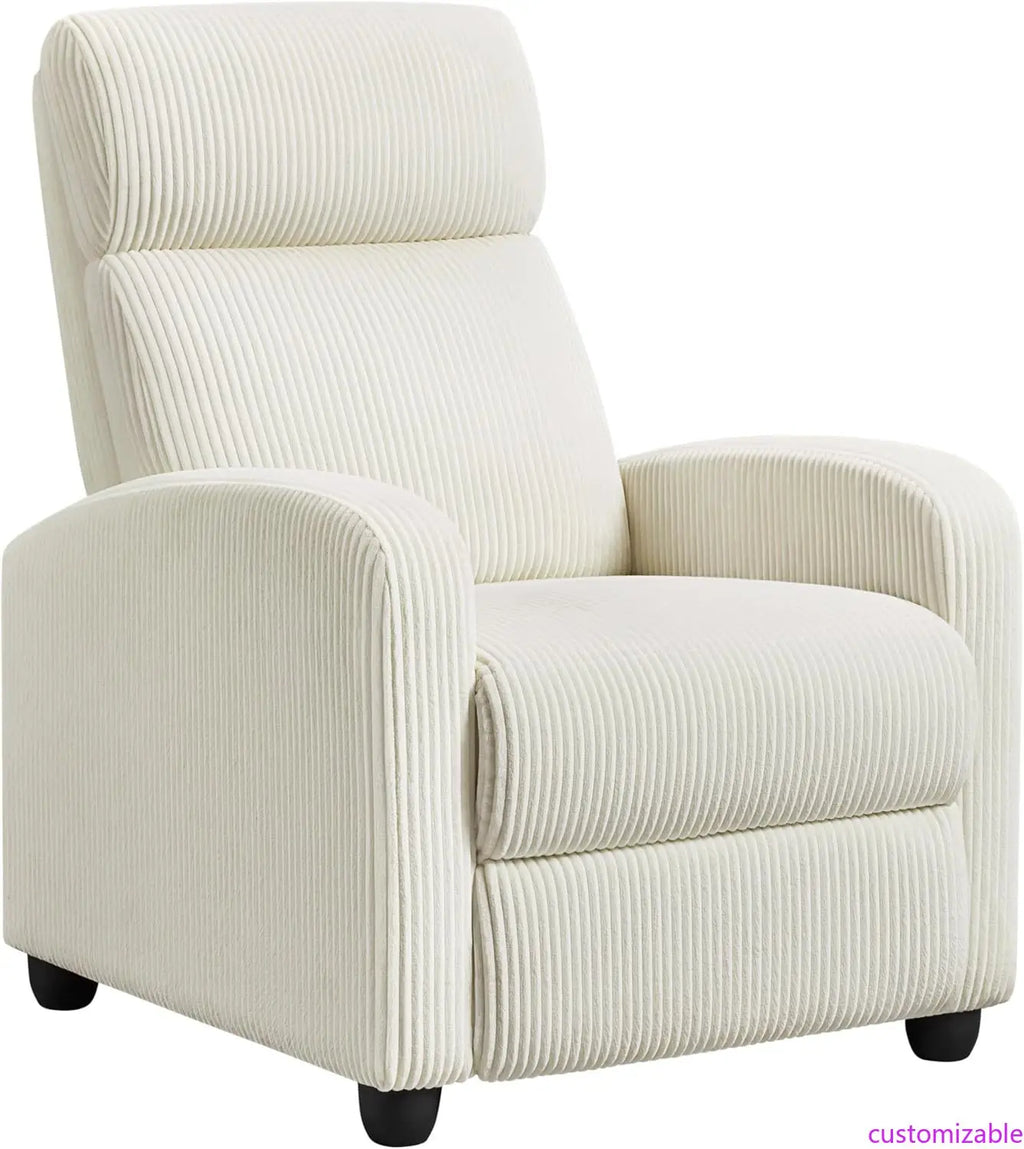 Corduroy Recliner Chair Single Sofa Home Theater Seating Adjustable Modern Reclining Chair for Living Room Bedroom Home Theater