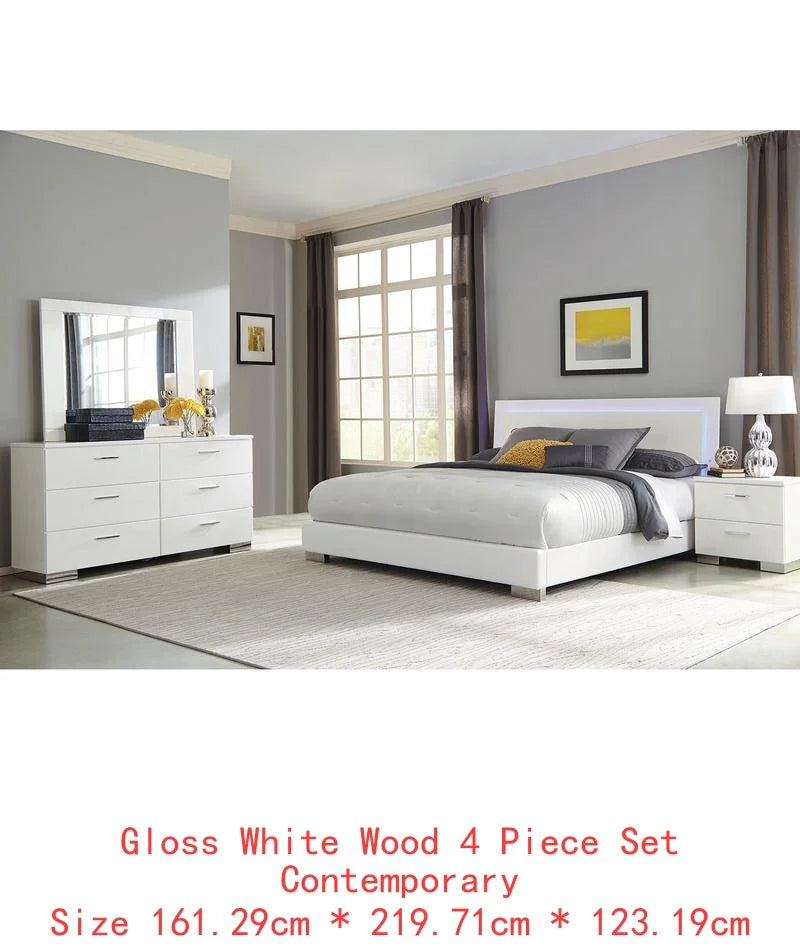 4-Pc High Gloss Eastern King Bedroom Set