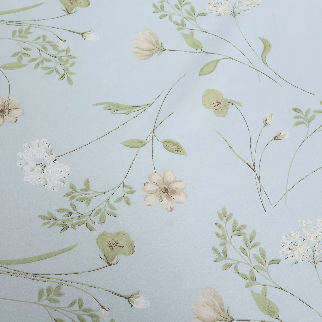 3pcs 600TC 100% Egyptian Cotton Duvet Cover Set, Light Blue Shabby Chic Floral, Soft Skin-Friendly