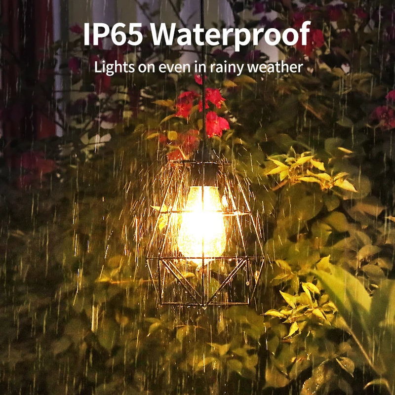Lamp Solar Shed Light/ 4000mAh Metal Basket Solar Pendant Light /Solar Chandelier /Hanging Light For Garden/ Yard /Gazebo/ Barn