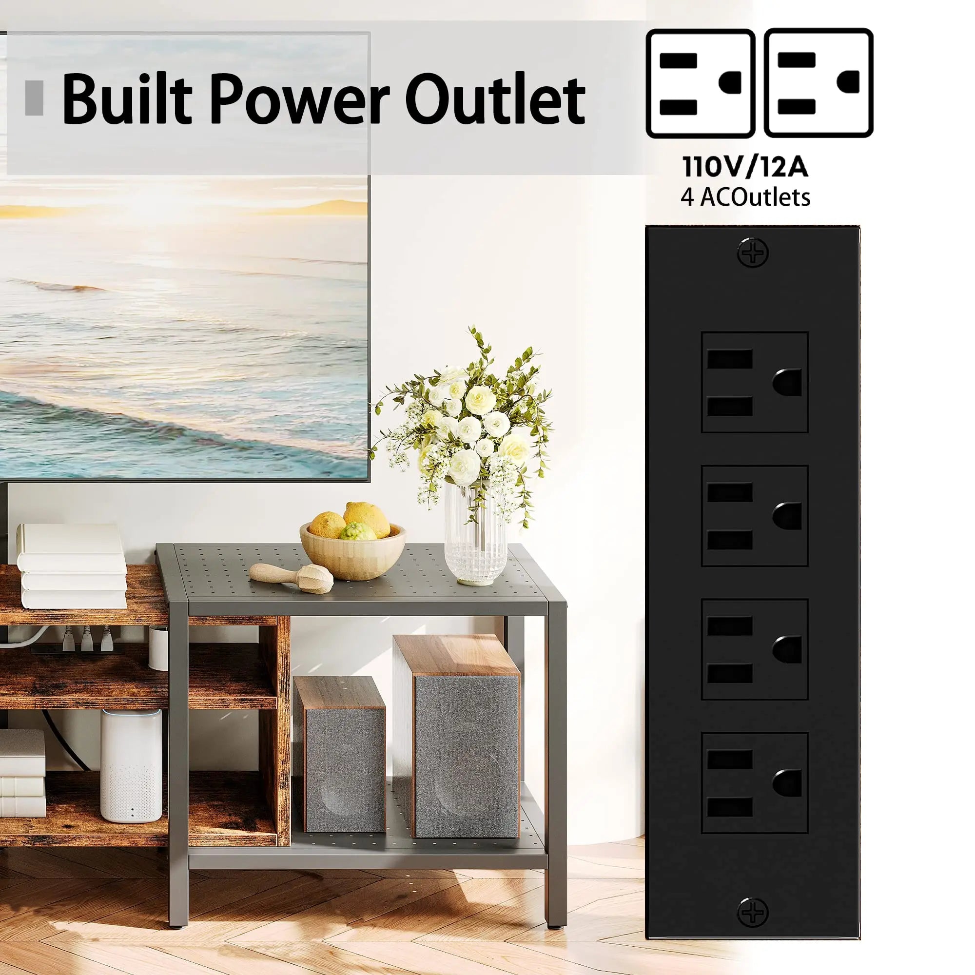 79" TV Stand for TVs up to 85" with Mount and Power Outlet, 3 Tiers TV Console with Storage Shelves