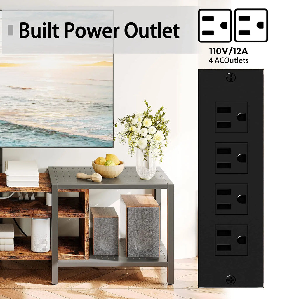 79" TV Stand for TVs up to 85" with Mount and Power Outlet, 3 Tiers TV Console with Storage Shelves