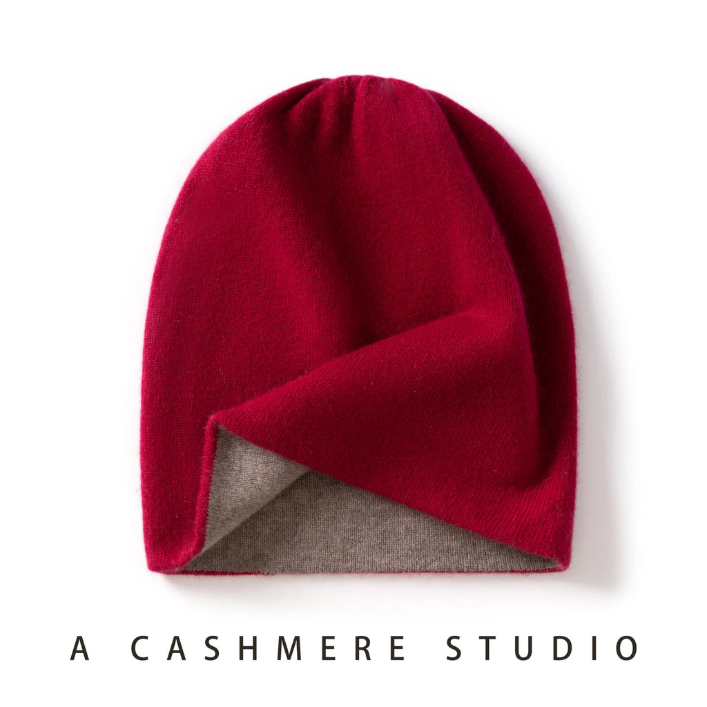 High Quality Pure Cashmere Hat for Men and Women Winter Double Layer Thicken Knitted Beanies Cap Female/ Outdoor Hats