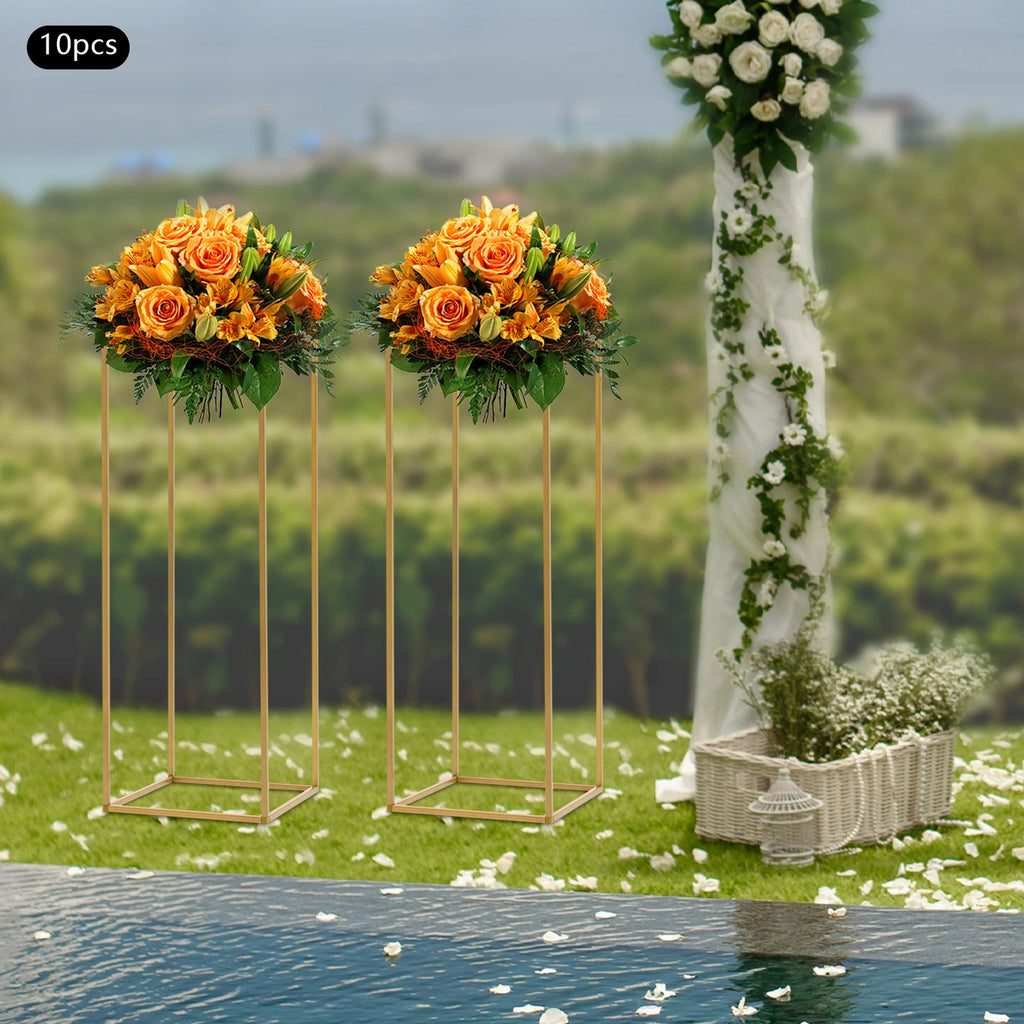 10PCS Golden Flower Stand 80cm/31.4inch Metal Wedding Column Stand Road Floor Vases for Party Birthday Events /Home Decor
