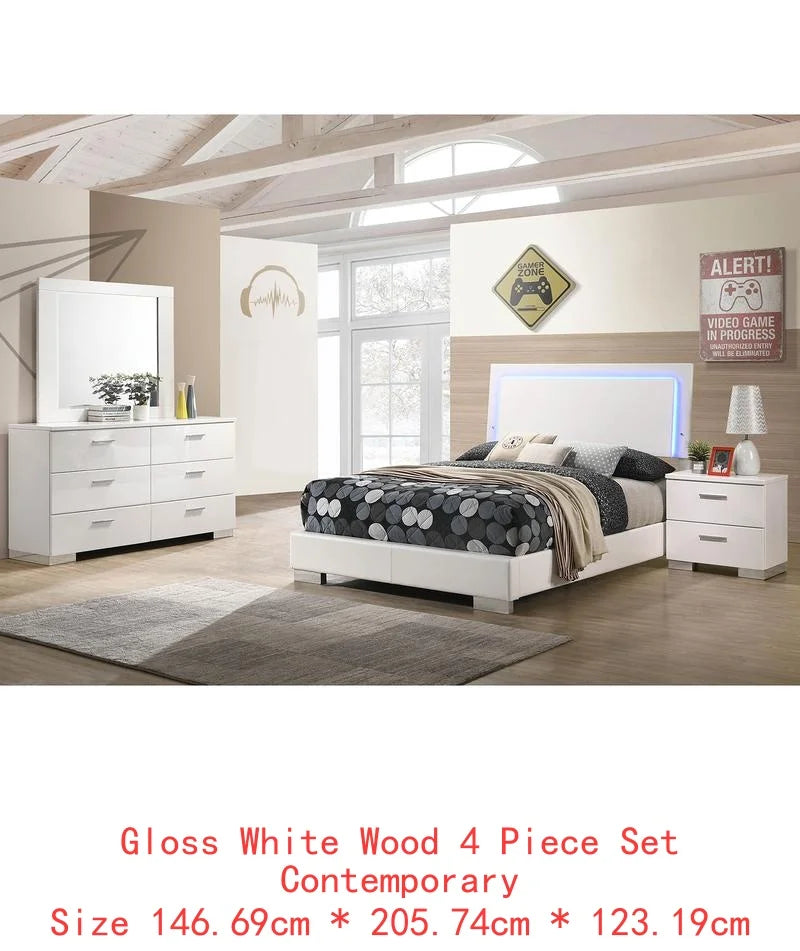 4-Pc High Gloss Eastern King Bedroom Set