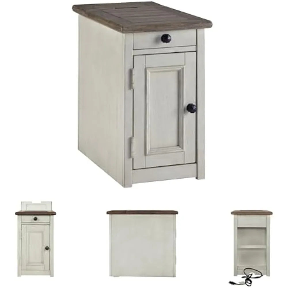 Ashley Furniture Signature Design-Bolanburg Chairside Chair Side End Table, 14"W x 24"D x 23"H, Whitewash