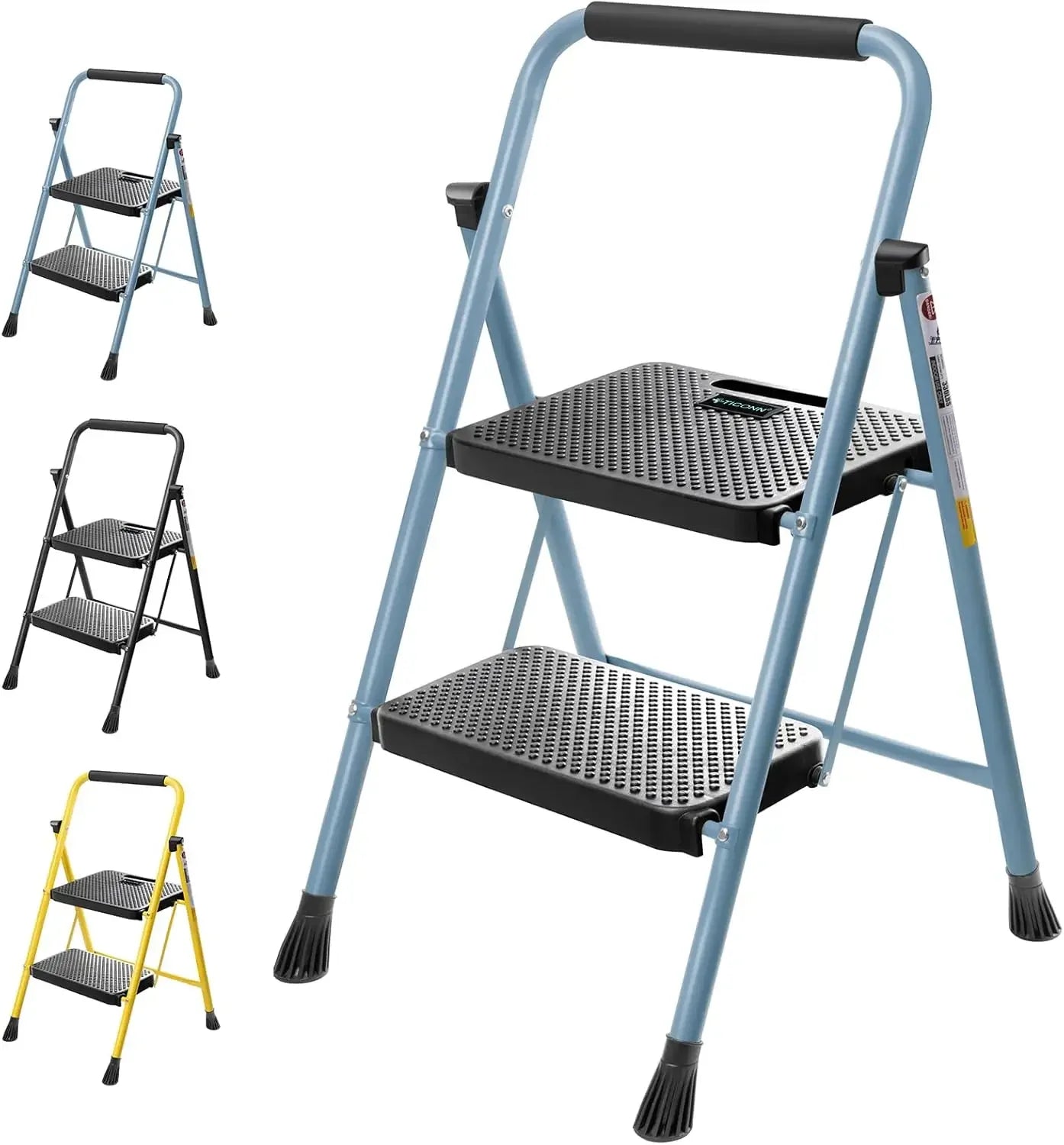 Customizable- 3 Step Ladder, Heavy Duty Foldable Step Stool, Portable Steel Folding Stool For Household Garage Storage