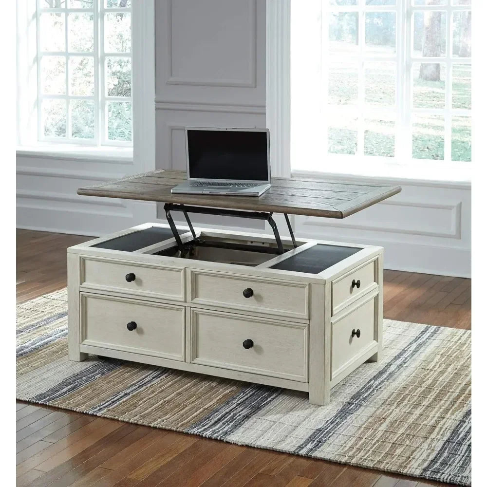 XMSJ.Cute Coffee Table for Living Room Bolanburg Farmhouse Lift Top Coffee Table With Drawers Dining Tables Basses Mesa Lateral