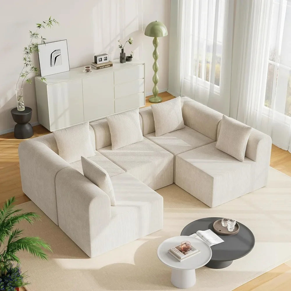 L-Shape Modular Sectional Couch Deep Seat High Density Memory Foam Cloud
