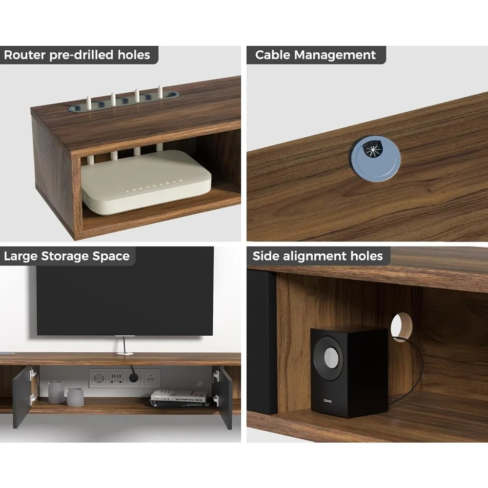 Space-Saving Wall-Mounted TV Stand with Storage for Entertainment Center, 47.24 Floating Shelf Cabinet