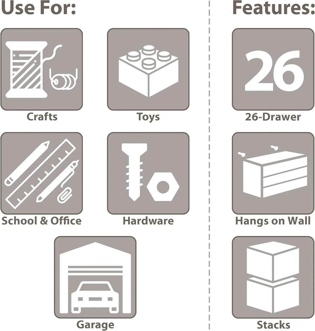 26-Drawer Plastic Drawer Storage Cabinet for Garage Organization, Bead Organizer, Lego Storage, Teacher Toolbox
