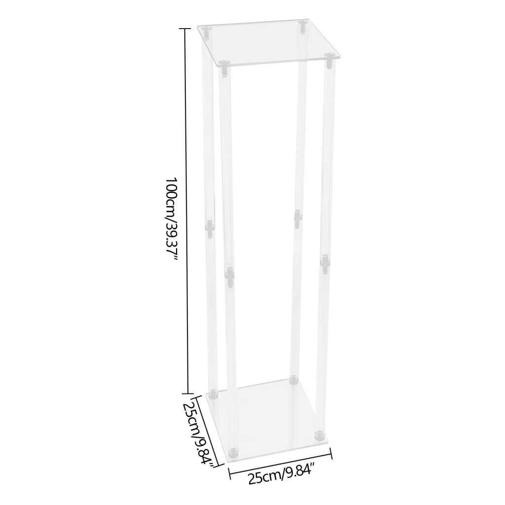 2PCS Acrylic Clear Wedding Flower Stand 100cm Wedding Geometric Flower Vase Column Stand for Wedding Party Table Centerpiece
