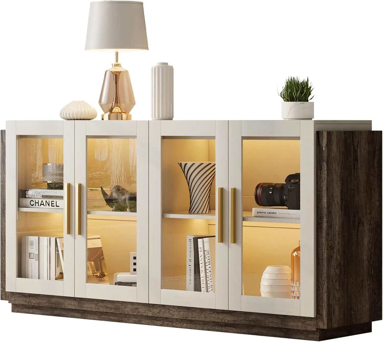 Sideboard Buffet Cabinet, Mixed Color Accent Cabinet
