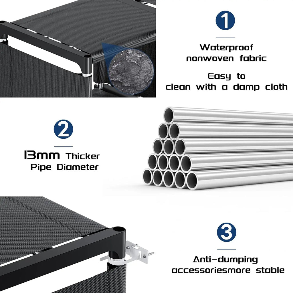 18-Cube Extra Large Book Shelf, DIY Storage Organizer for Bedroom Living Room Home Office - Black