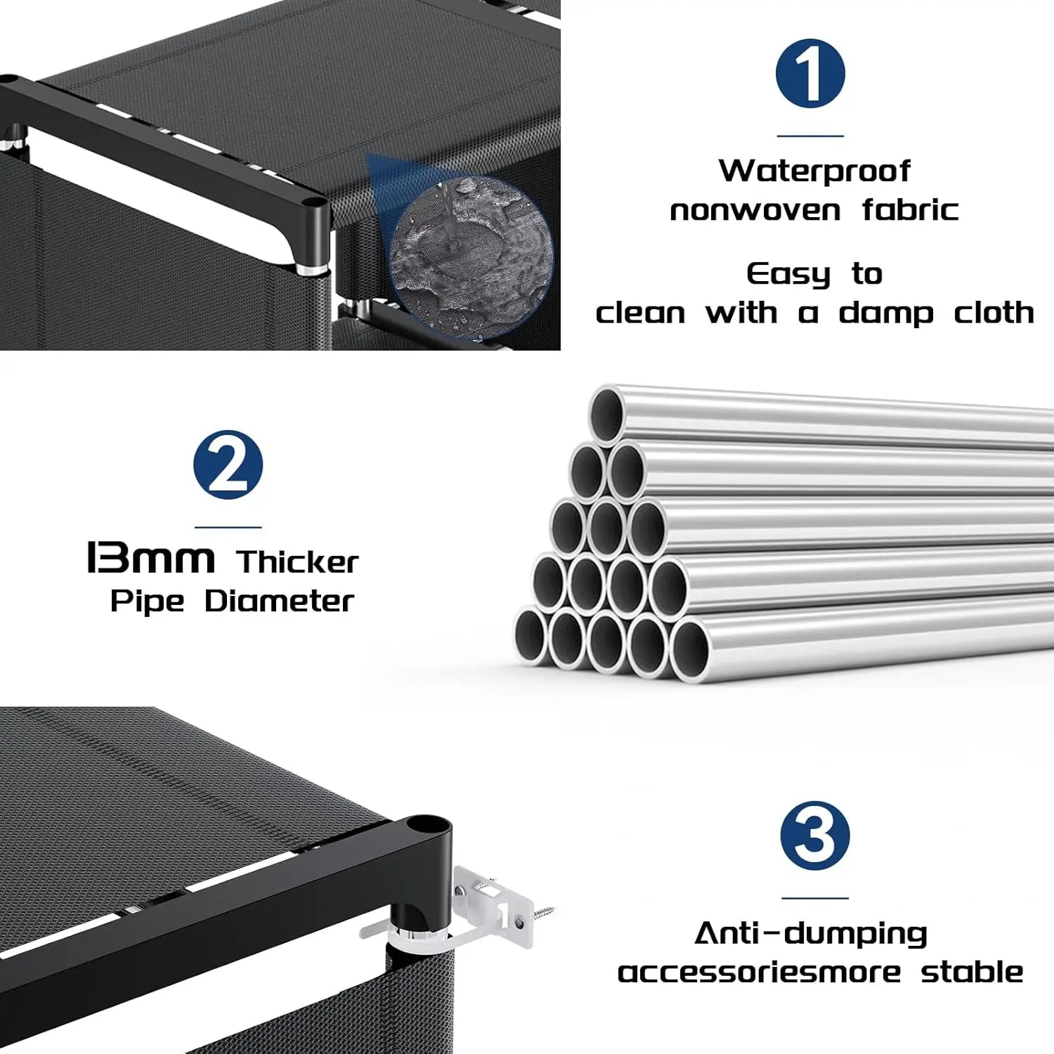 18-Cube Extra Large Book Shelf, DIY Storage Organizer for Bedroom Living Room Home Office - Black