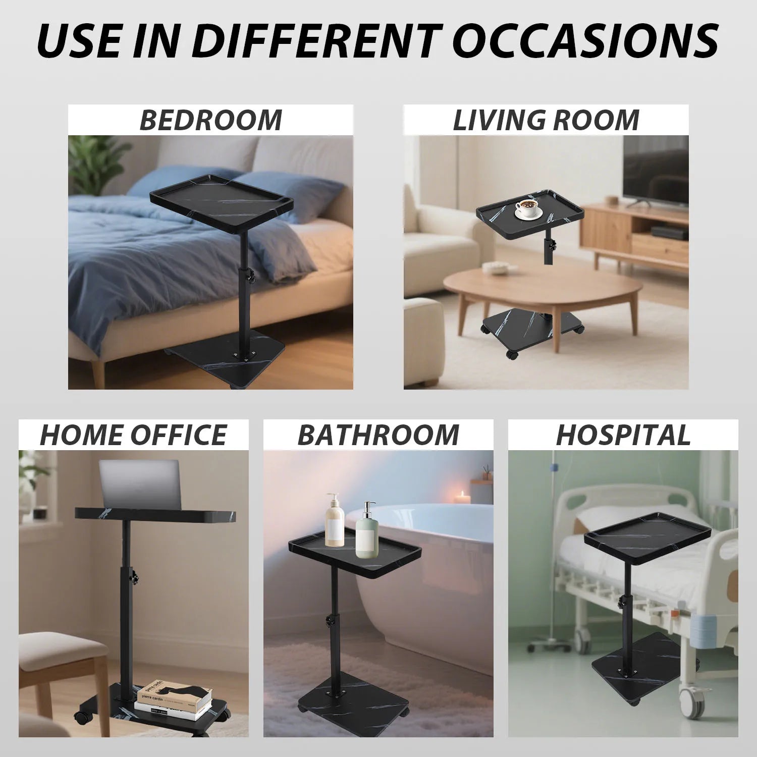 Sofa Side C Table Height Multifunctional Bathtub Tray Table for Home Living Room, Bedside Adjustable 360 Degree Rotating Bracket