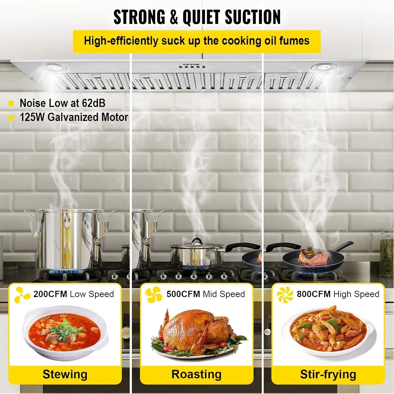 800CFM Insert Range Hood, 30" Stainless Steel Kitchen Vent with LED Lights, Baffle Filters, Ducted/Ductless Convertible