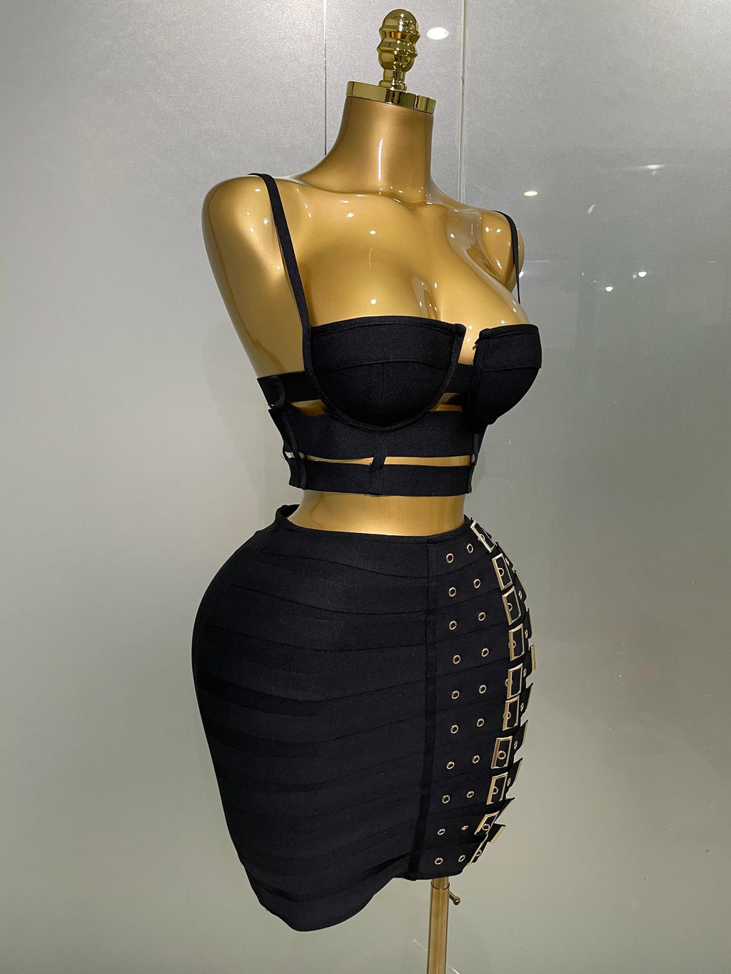 2025 New Arrival High Quality Women Sexy Bandage Tops Fashion Pencil Skirts Set/ Nightclub Party Celebrate Women's Set