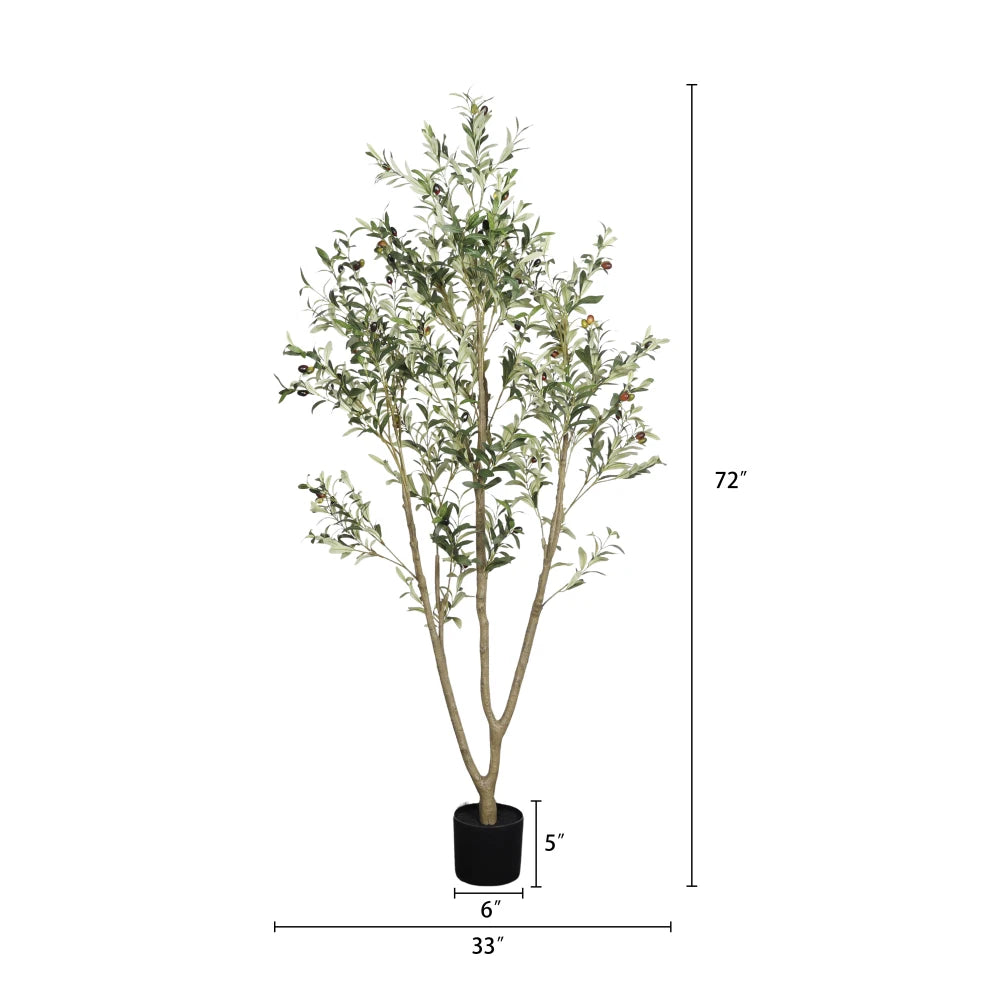 5/6/7FT  Artificial  Olive Tree in Plastic Black Pot, Artificial Plants, High Degree of Simulation, Home Interior Decorations