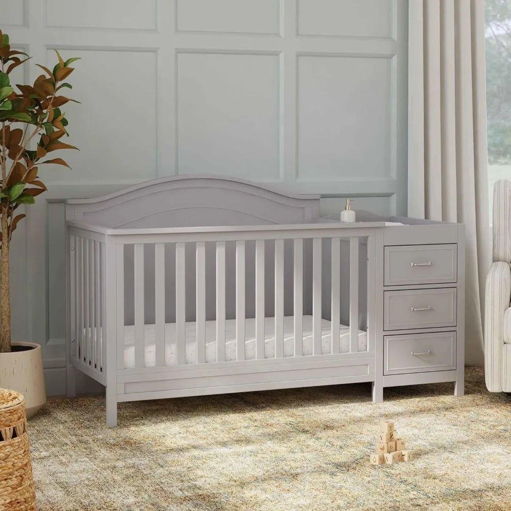 4-in-1 Convertible Baby Crib w/Changing Table - Wooden Toddler Bed, Daybed & Twin Bed Conversion - GREENGUARD Gold Cert