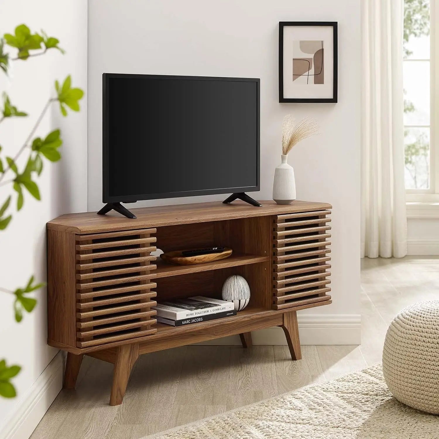 Modern Low Profile Corner Media TV Stand 15 x 46 x 23
