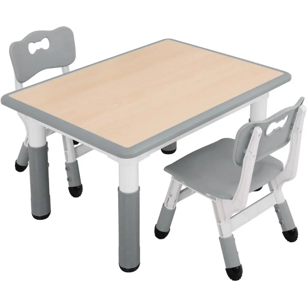 Kids Table and Chairs Set, Height Adjustable Toddler Study Table and Chairs, Arts & Crafts Table, Suitable for Ages 2-10, Child