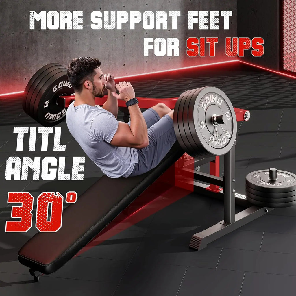 Adjustable Flat Incline Bench Press Machine with Independent Arms for Home Gym Chest & AB Workout