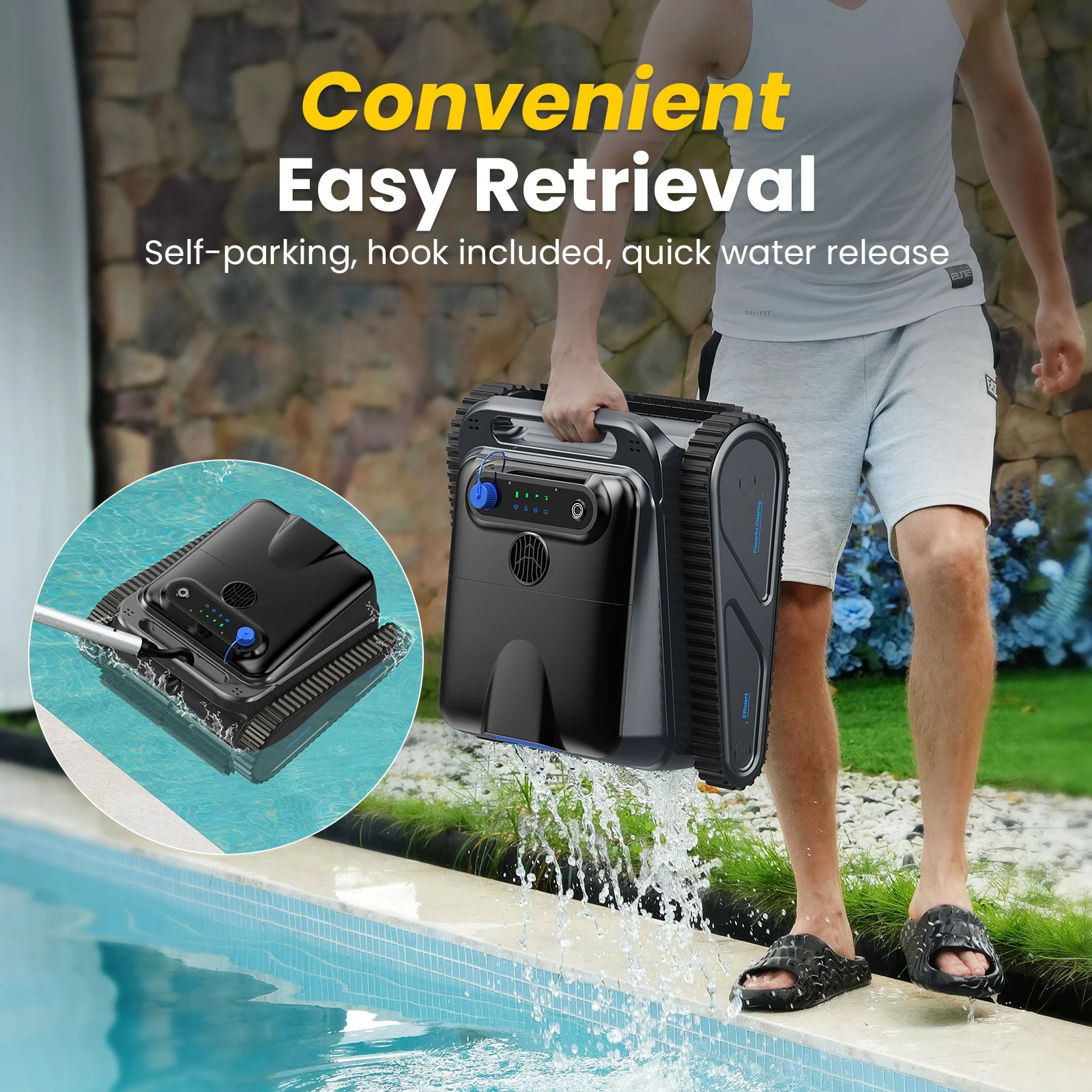 2026 Upgraded Y50S Robot Swimming Pool Cleaner 130Mins Runtime Self-Parking Powerful Cordless Floor Wall Auto Cleaning