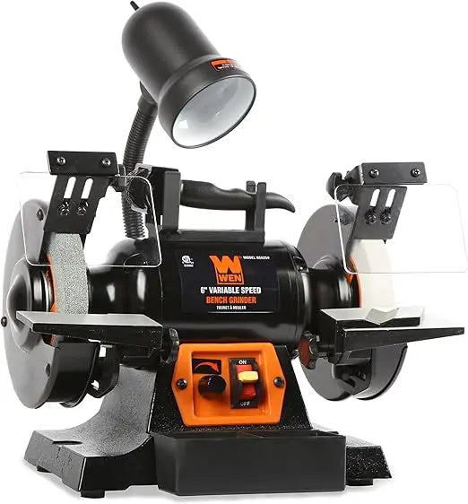 6-Inch Variable Speed Bench Grinder with Flexible Work Light, 2.5-Amp, Black BG625V