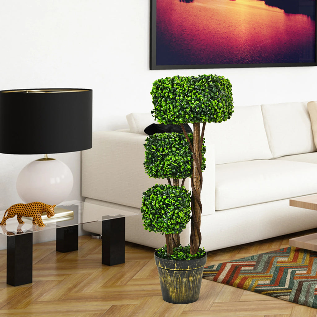 36" Artificial Boxwood Topiary Tree UV Protected Indoor/ Outdoor Decor