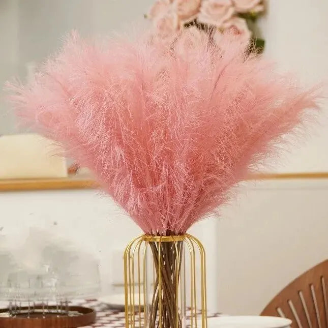 10PCS Artificial Pompous Grass/ Pompous Branches/ Fake Fluffy Stems/ Plants Vase Filler for Home Boho Decor Flower Arrangement