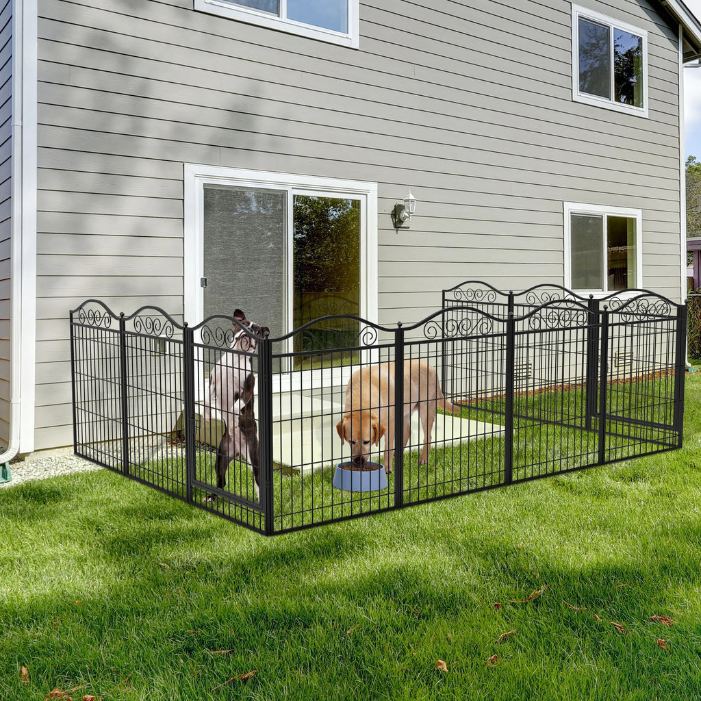 Dog Playpen, 8 Panels Playpen/ 32 Inch Height in Heavy Duty, Folding Indoor Outdoor Anti-Rust Dog Exercise Fence/ Portable
