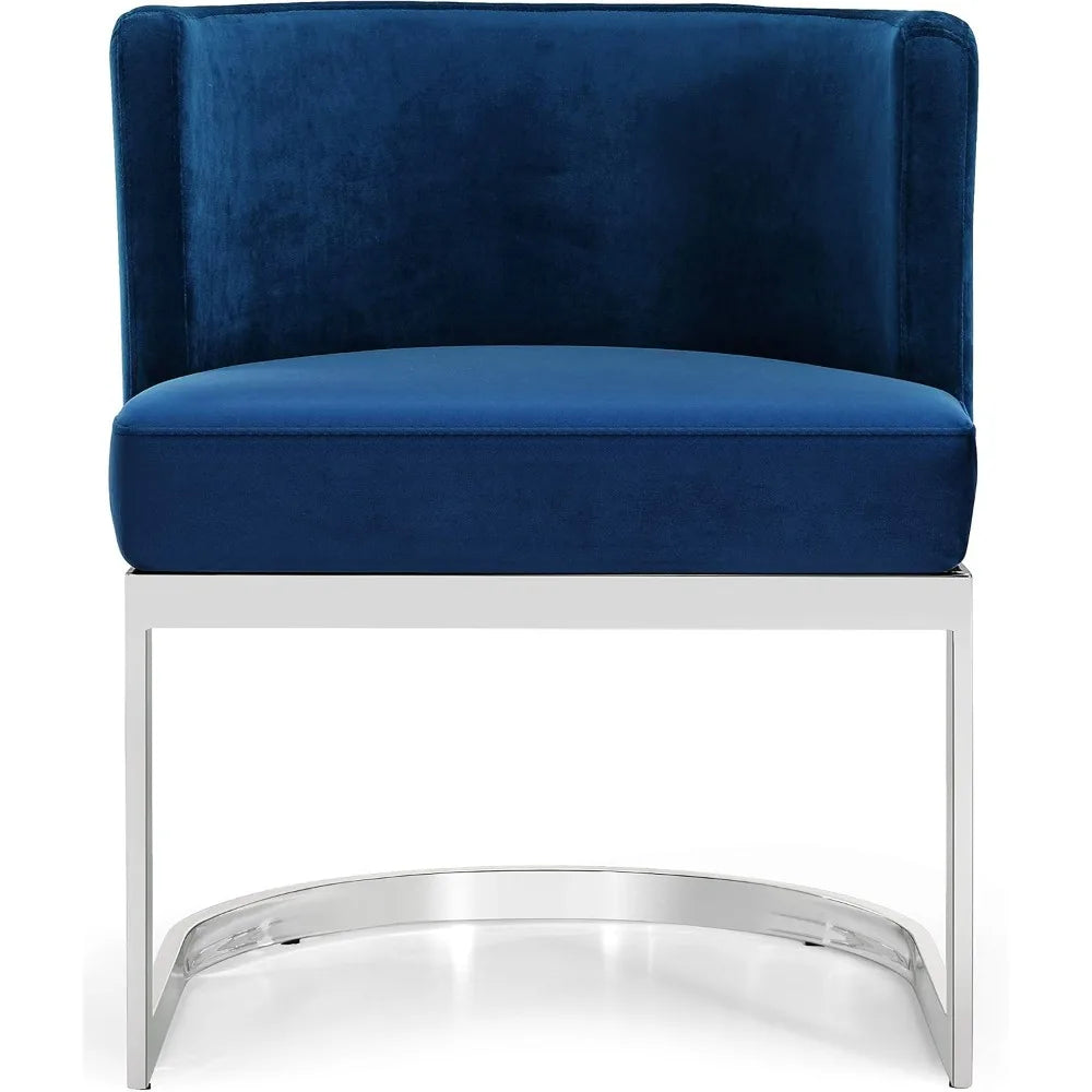 Modern Velvet Upholstered Dining Chair from Meridian Furniture's Gianna Collection with Polished Chrome Metal Frame, 24
