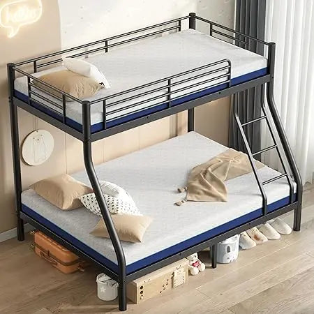 Metal Twin over 
Full Bunk Bed Set with 6-inch mattresses, sturdy frame for kids and adults