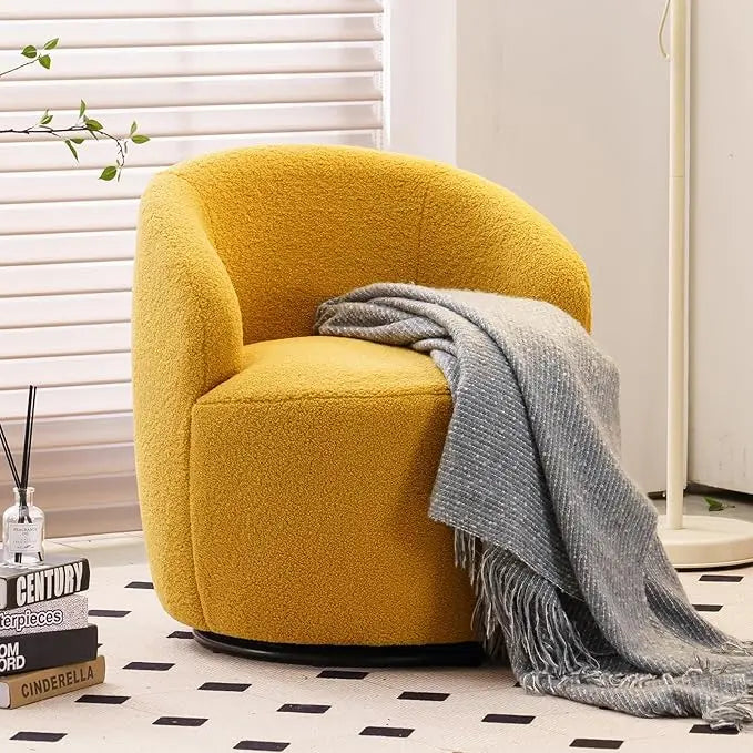 Swivel Barrel Chair, 360° Small Single Sofa Armchair Comfy