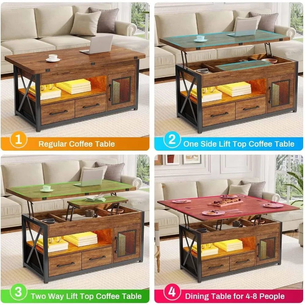 40" Lift Top Coffee Table, 4 in 1 Coffee Tables with Storage Cabinet for Living Room, Small Farmhouse Coffee Table