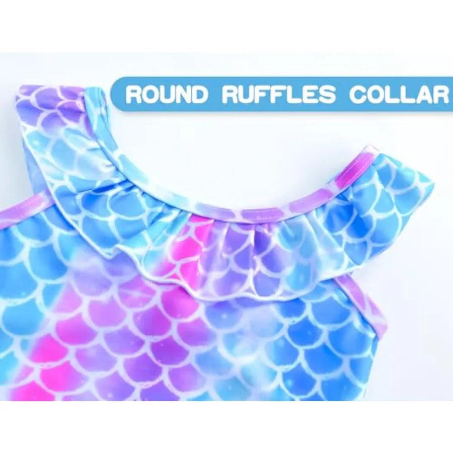 Snowheart Girls Swimsuit One Pcs Bathing Suit Quick Dry Shoudler Ruffle Floral Swimwear for 3-12 Years Old