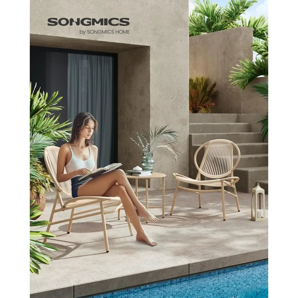 Customizable-Patio Furniture Set 3 Pieces, Garden Bistro Acapulco Chairs, Outdoor Seating, Side Table And 2 Chairs, Indoor And Outdoor